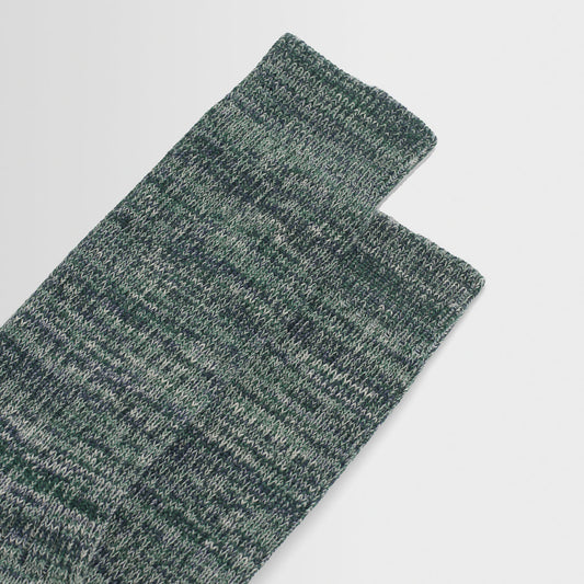 Sandwell Twisted Cotton Socks - Ecru And Green