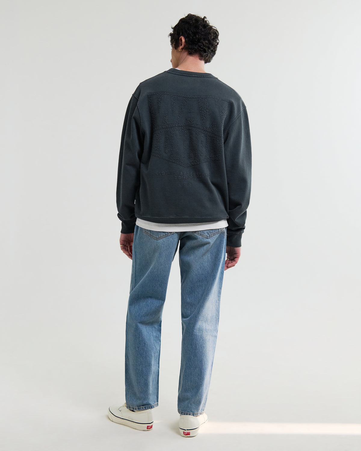 Sidney Embroidered Brushed Cotton Sweatshirt - Washed Black