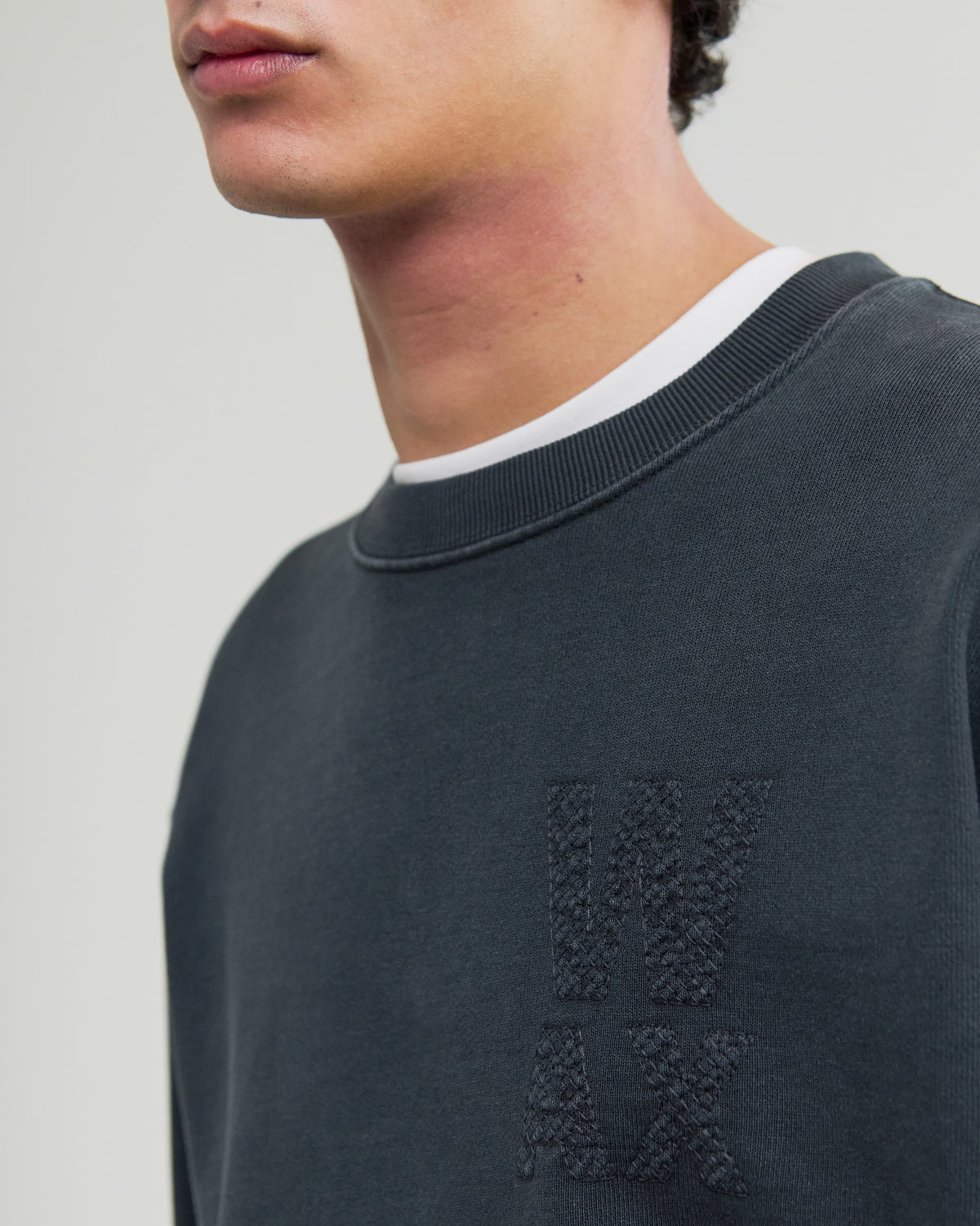 Sidney Embroidered Brushed Cotton Sweatshirt - Washed Black