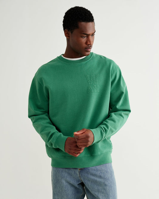 Sidney Embroidered Brushed Cotton Sweatshirt - Washed Green