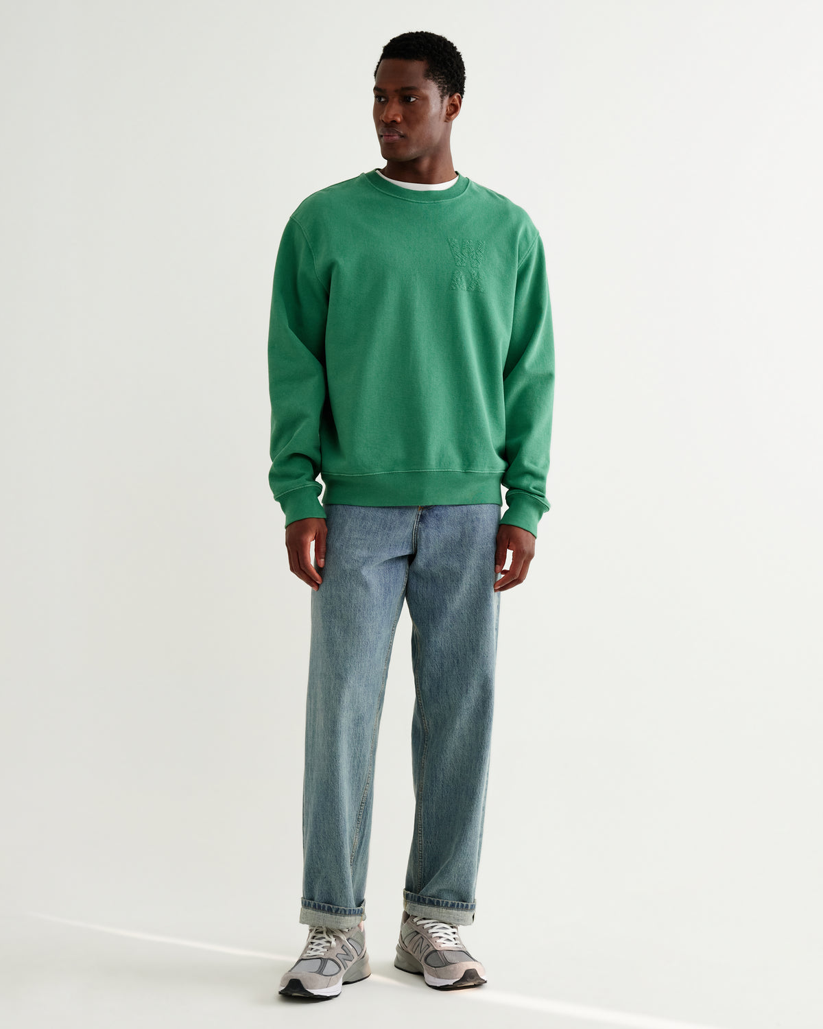 Sidney Embroidered Brushed Cotton Sweatshirt - Washed Green