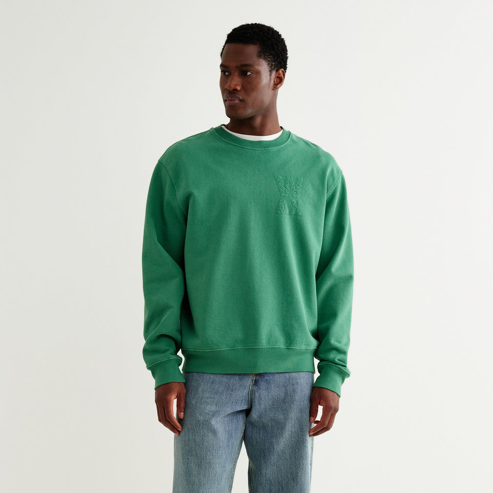 Sidney Embroidered Brushed Cotton Sweatshirt - Washed Green