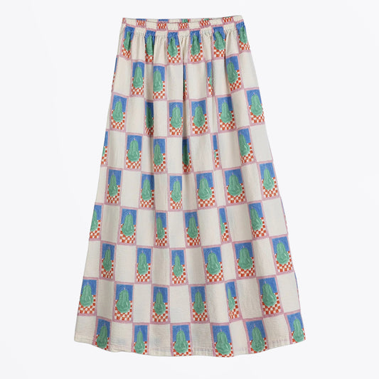 Simple Pear Pattern Evasé Skirt - Multicolour
