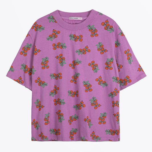 Tomatoes Print Fitted T‑shirt - Pink