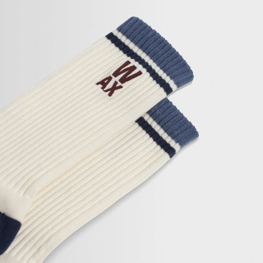 Thorpe Banded Stripe Socks - Ecru And Navy