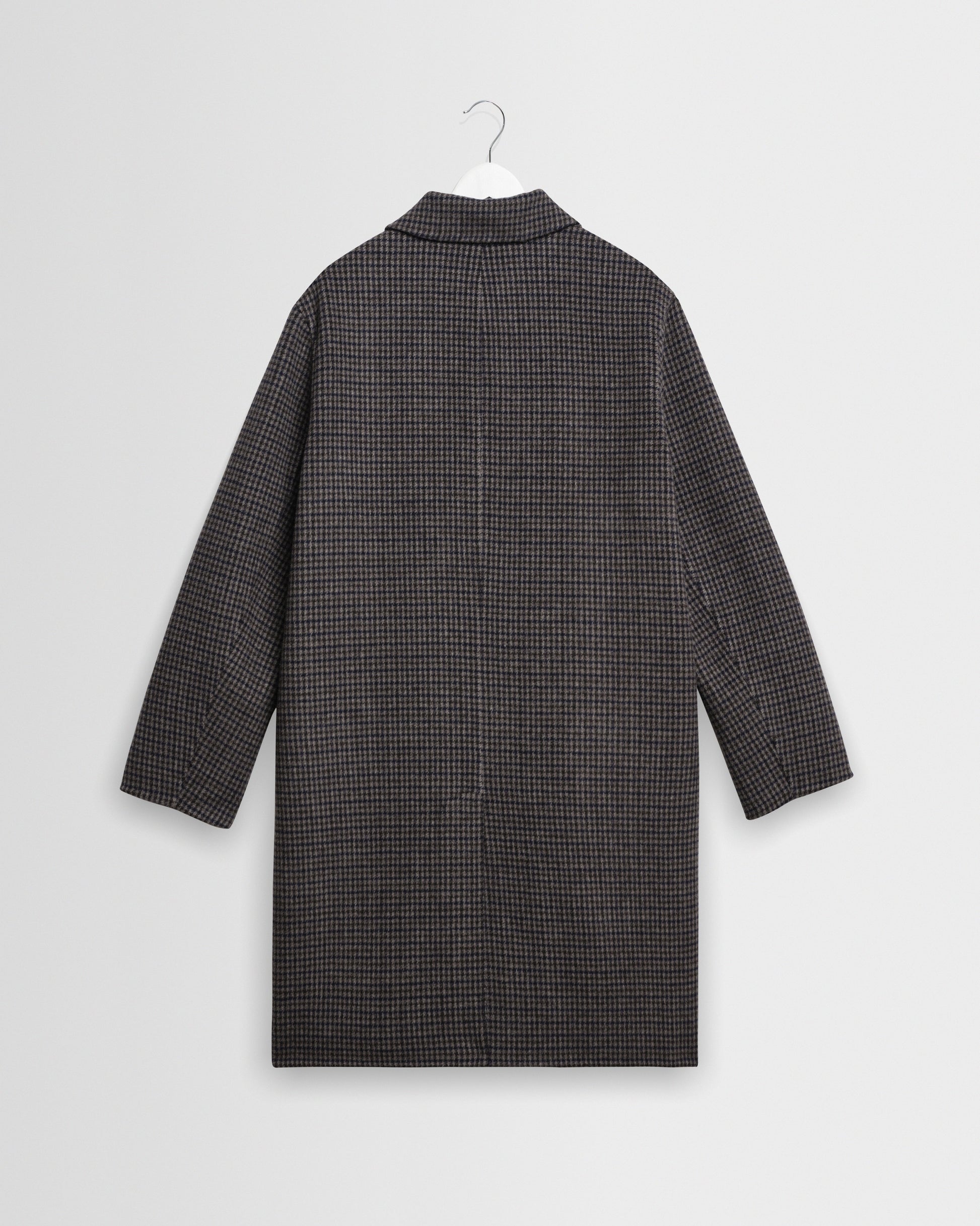Wax Stan Coat Double Face Check - Navy / Brown
