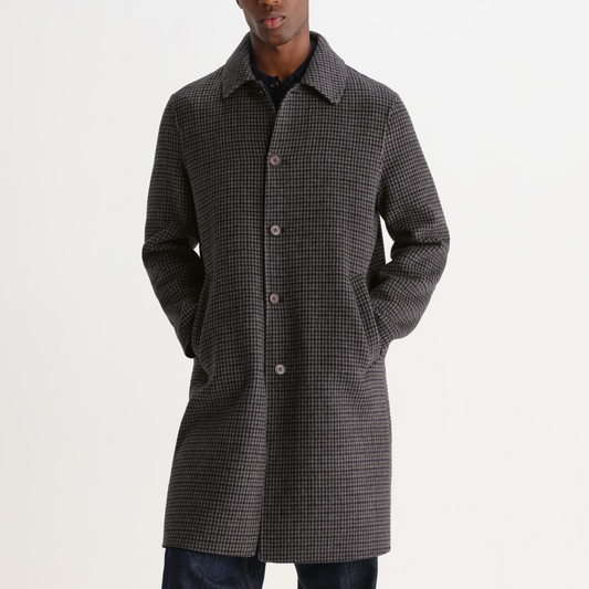 Stan Coat Double Face Check - Navy / Brown