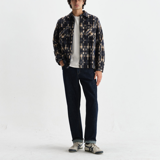 Whiting Overshirt Glitch Check - Natural / Navy