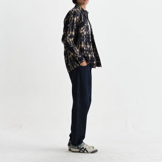 Whiting Overshirt Glitch Check - Natural / Navy