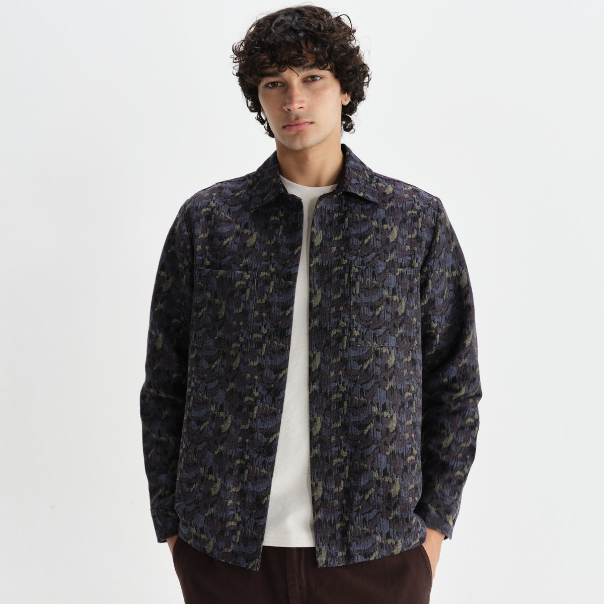 Whiting Overshirt Camo Jacquard - Navy