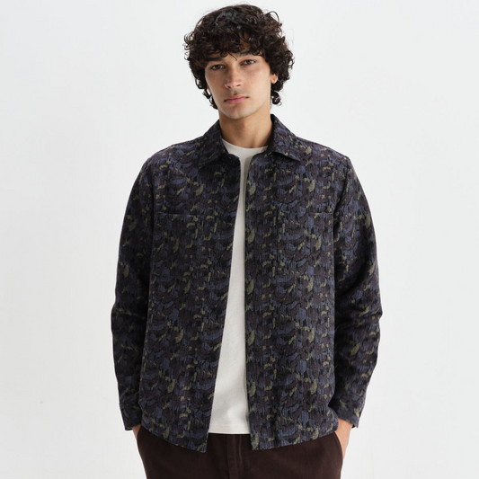 Whiting Overshirt Camo Jacquard - Navy