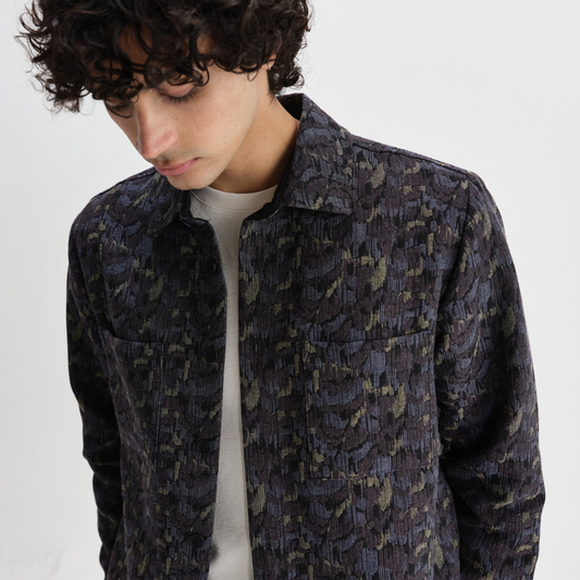 Whiting Overshirt Camo Jacquard - Navy
