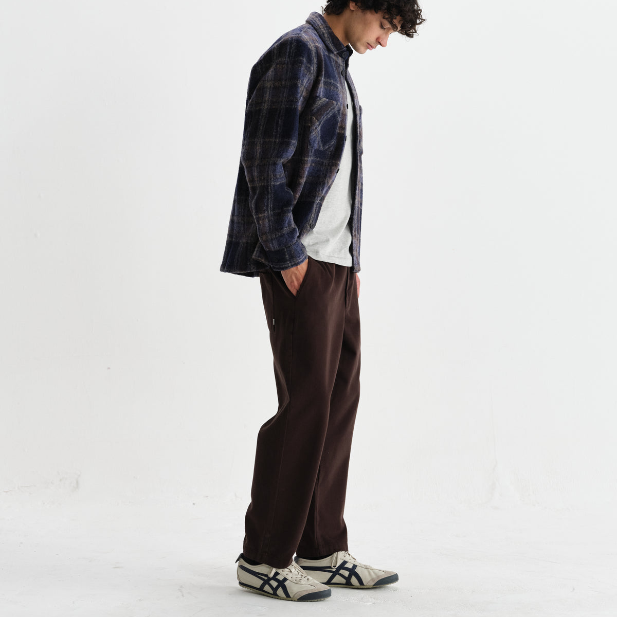 Whiting Overshirt Wool Blend Check - Navy