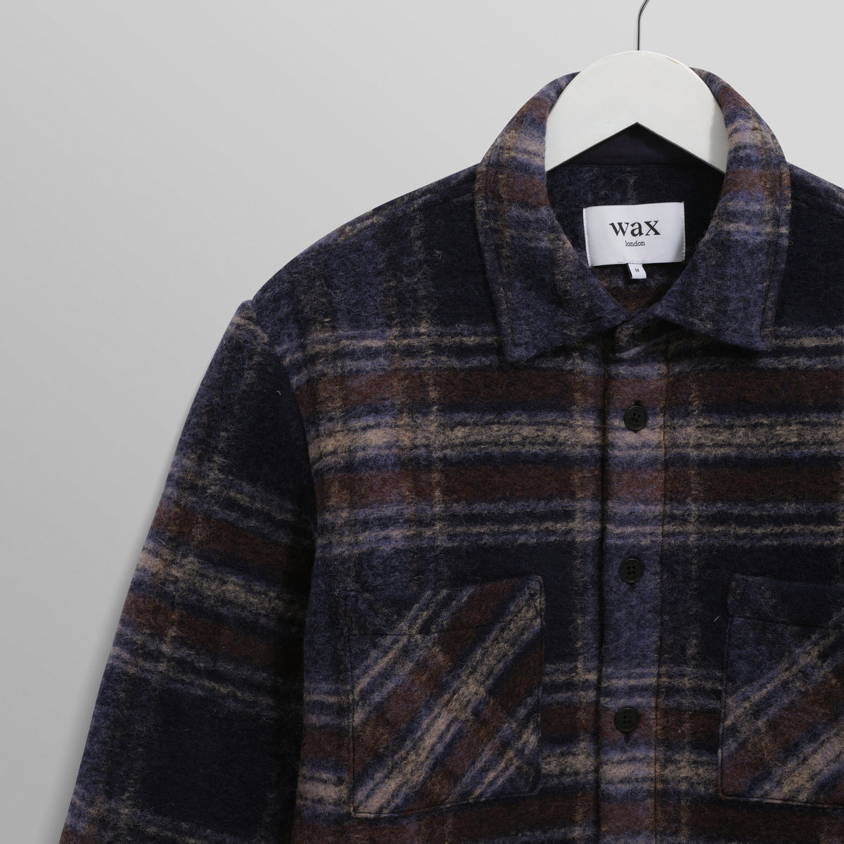 Whiting Overshirt Wool Blend Check - Navy